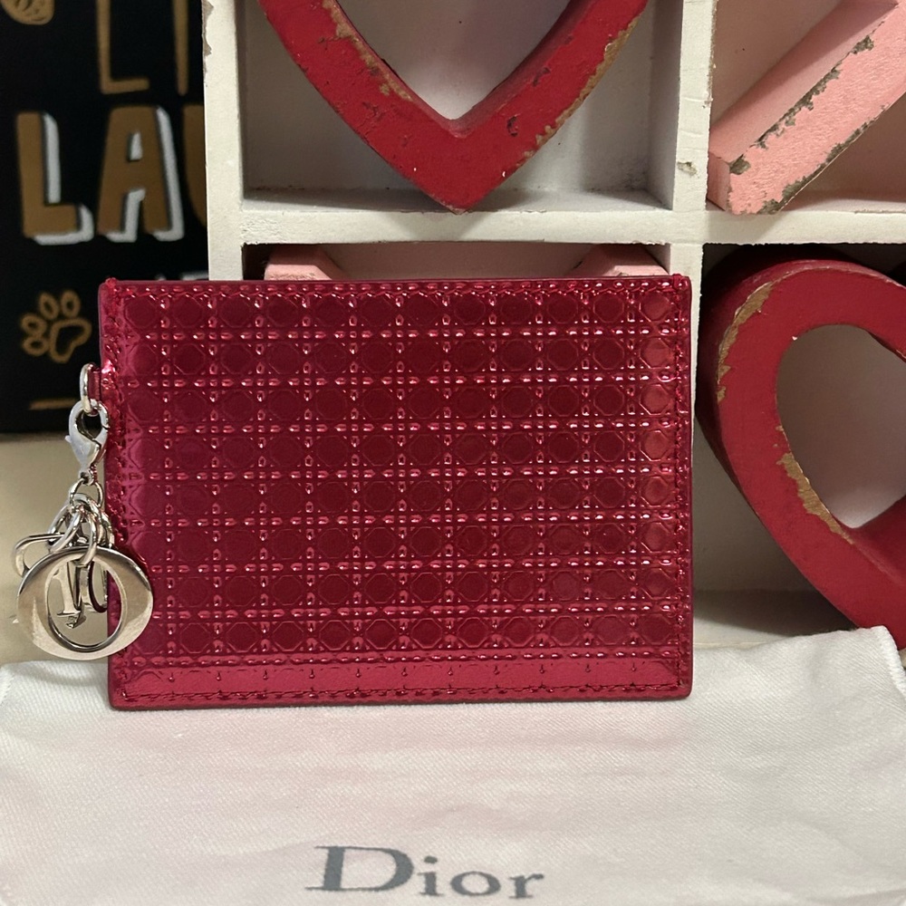 Dior Red Wallet with Silver Charm